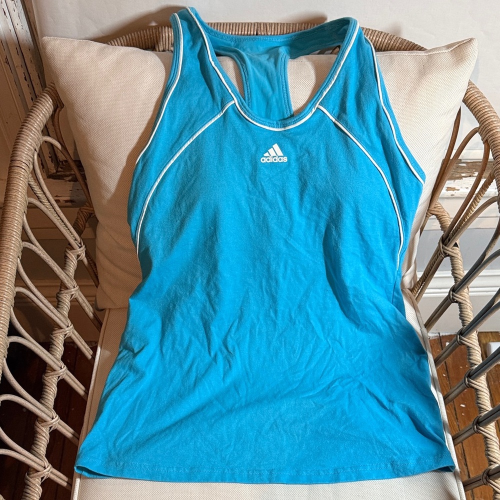 Adidas Bright Aqua Racerback Tank Top with built in bra